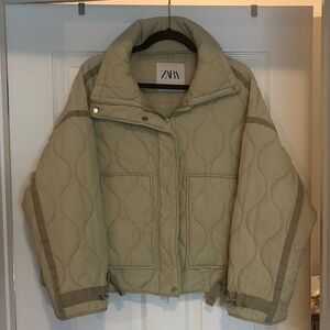 Zara Women's Lightweight Quilted Jacket - Tan & Khaki